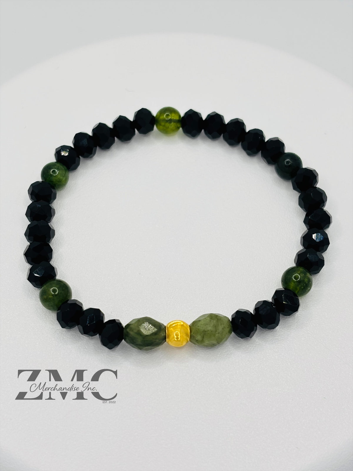 18K Gold Cats Eye Ball with Jade Stone
