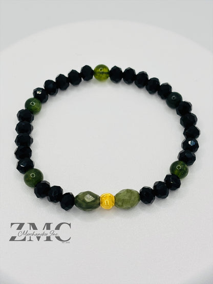 18K Gold Cats Eye Ball with Jade Stone