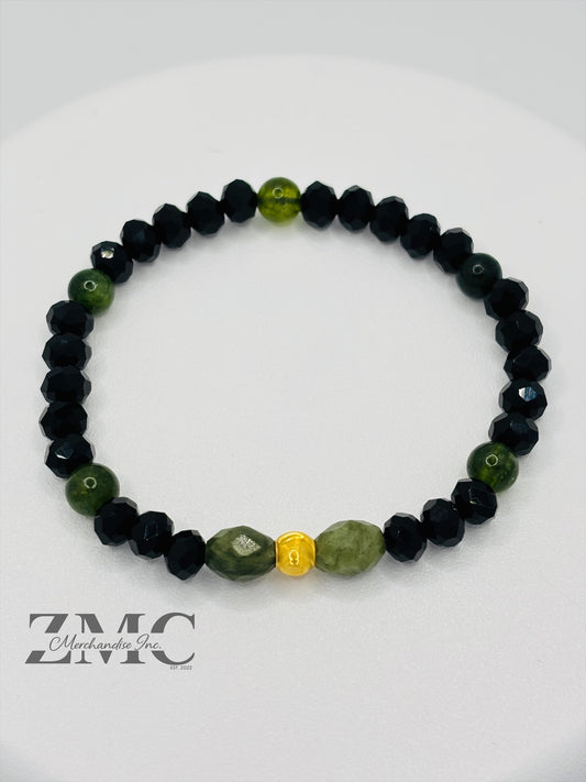 18K Gold Cats Eye Ball with Jade Stone
