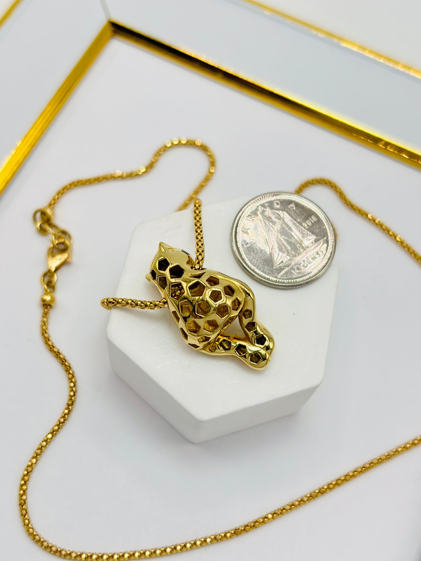 18K Gold Hanging Panther Necklace