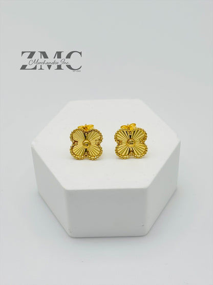 18K Gold Clover Earrings 10 mm
