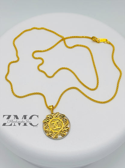 18K Gold C Flower Necklace