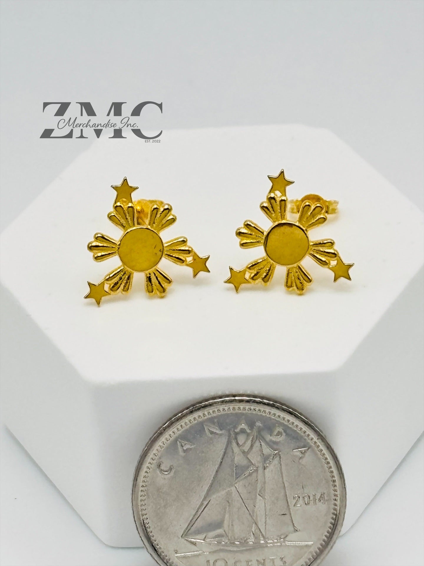 18K Gold 3 Star and Sun