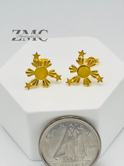 18K Gold 3 Star and Sun