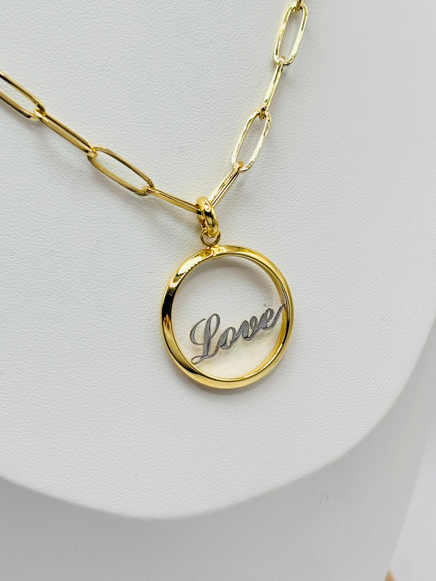 18K Gold Love Paperclip Necklace