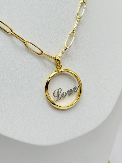 18K Gold Love Paperclip Necklace