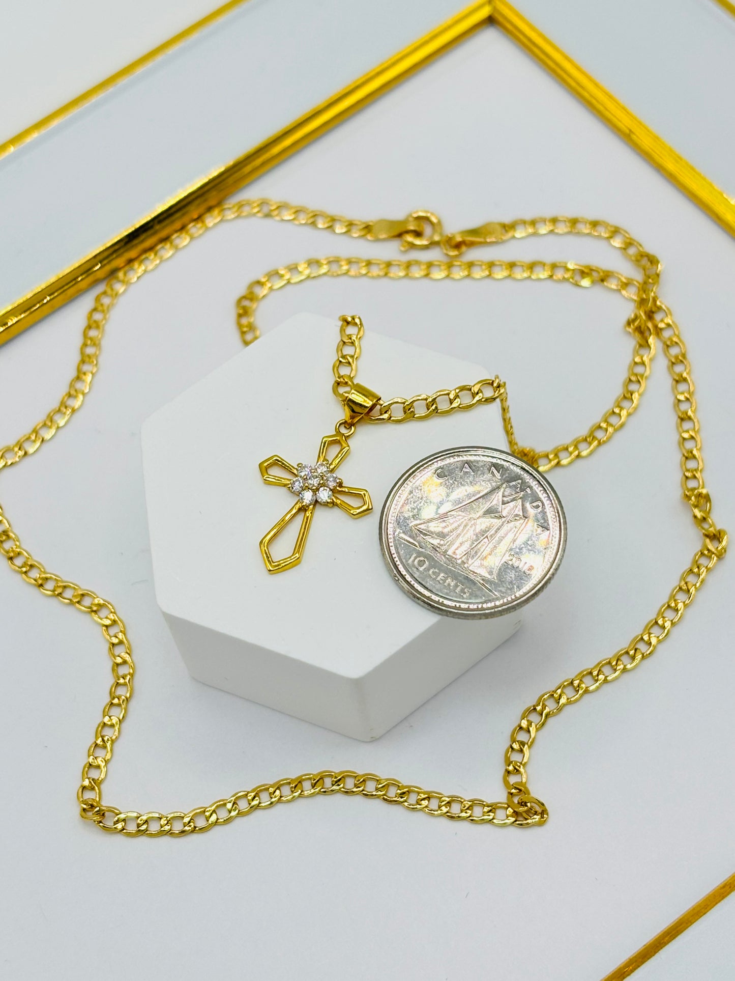 18K Gold Cross Rositas Necklace