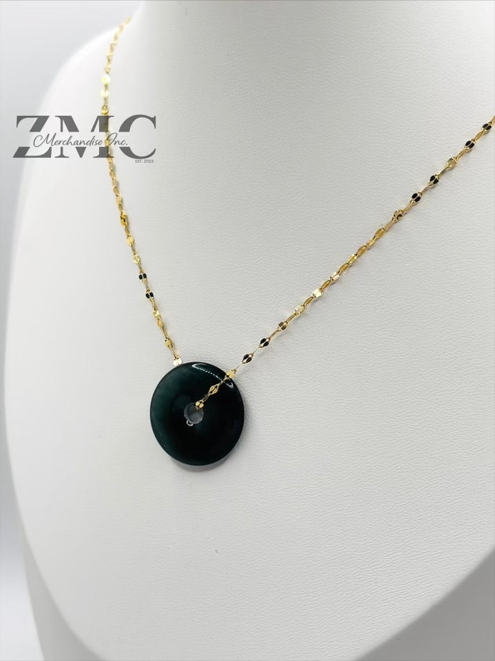 18K Gold Dancing Jade Necklace