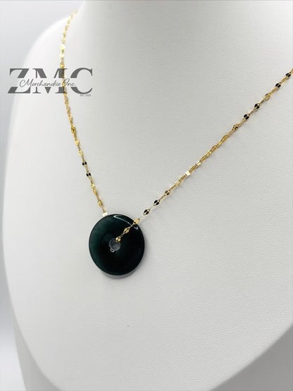 18K Gold Dancing Jade Necklace