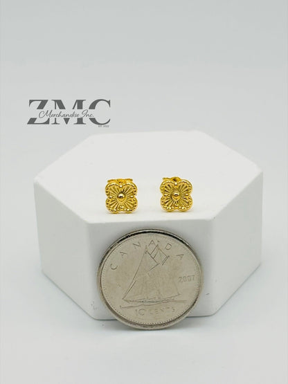 18K Gold Clover Kids Earrings
