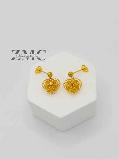 18K Gold Heart Earrings