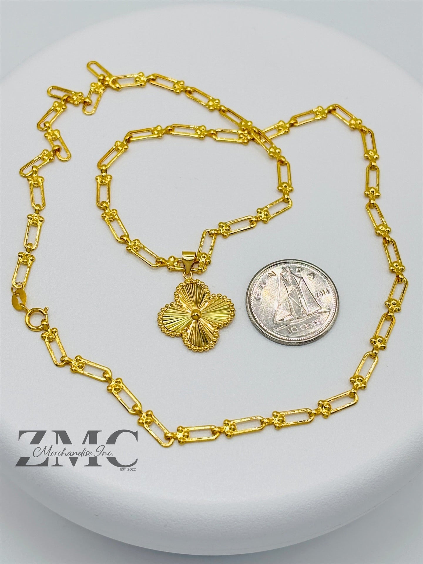 18K Gold Flat Hardware Clover Necklace