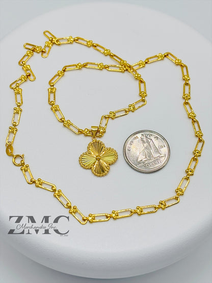 18K Gold Flat Hardware Clover Necklace