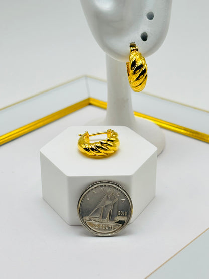 18K Gold Loop Earrings (Electroform)