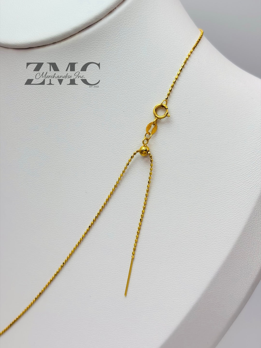 18K Gold Beaded Slider Adjustable Chain