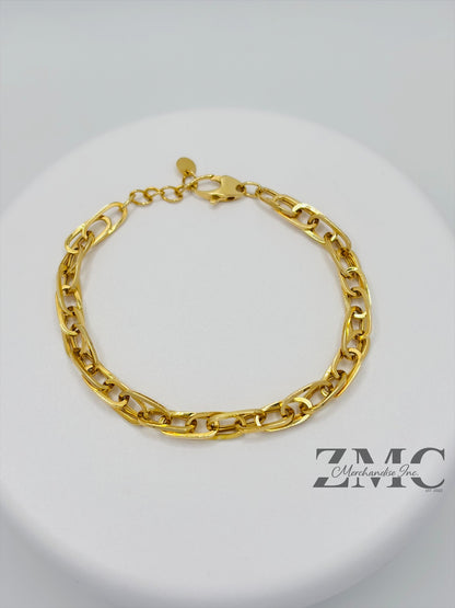 18K Gold Multi Paperclip Bracelet