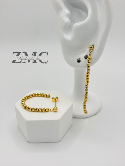 18K Gold Mirror Ball Dangling Earrings
