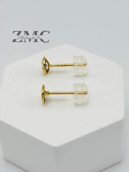 K18 Japan Gold Circle Natural Diamond Earrings 0.20ct