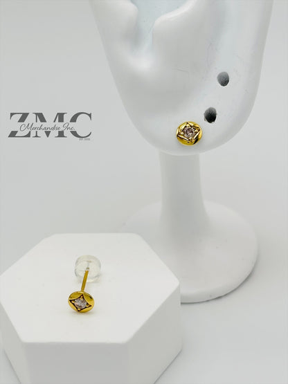 K18 Japan Gold Circle Natural Diamond Earrings 0.20ct