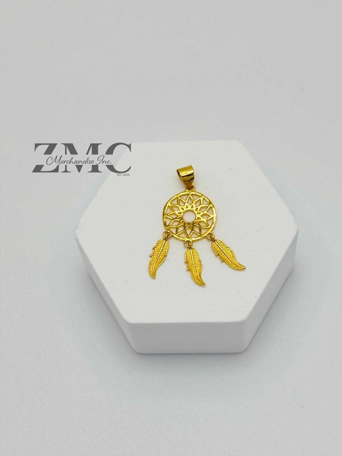 18K Gold Dream Catcher Pendant