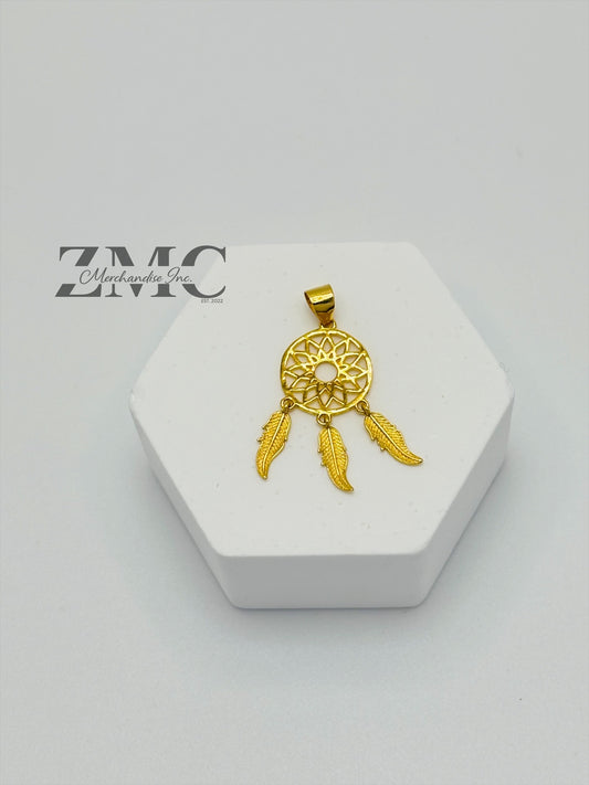 18K Gold Dream Catcher Pendant