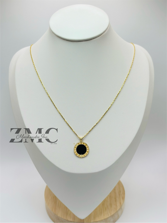 18K Gold Attached Black Necklace