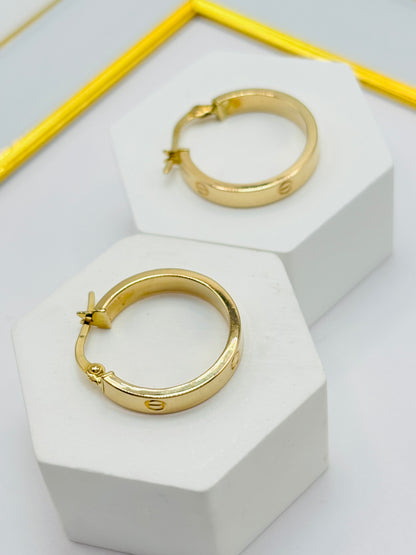 K18 Japan Gold Loop Earrings 19.3mm