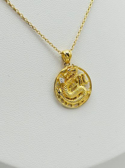 18K Gold Dragon Necklace