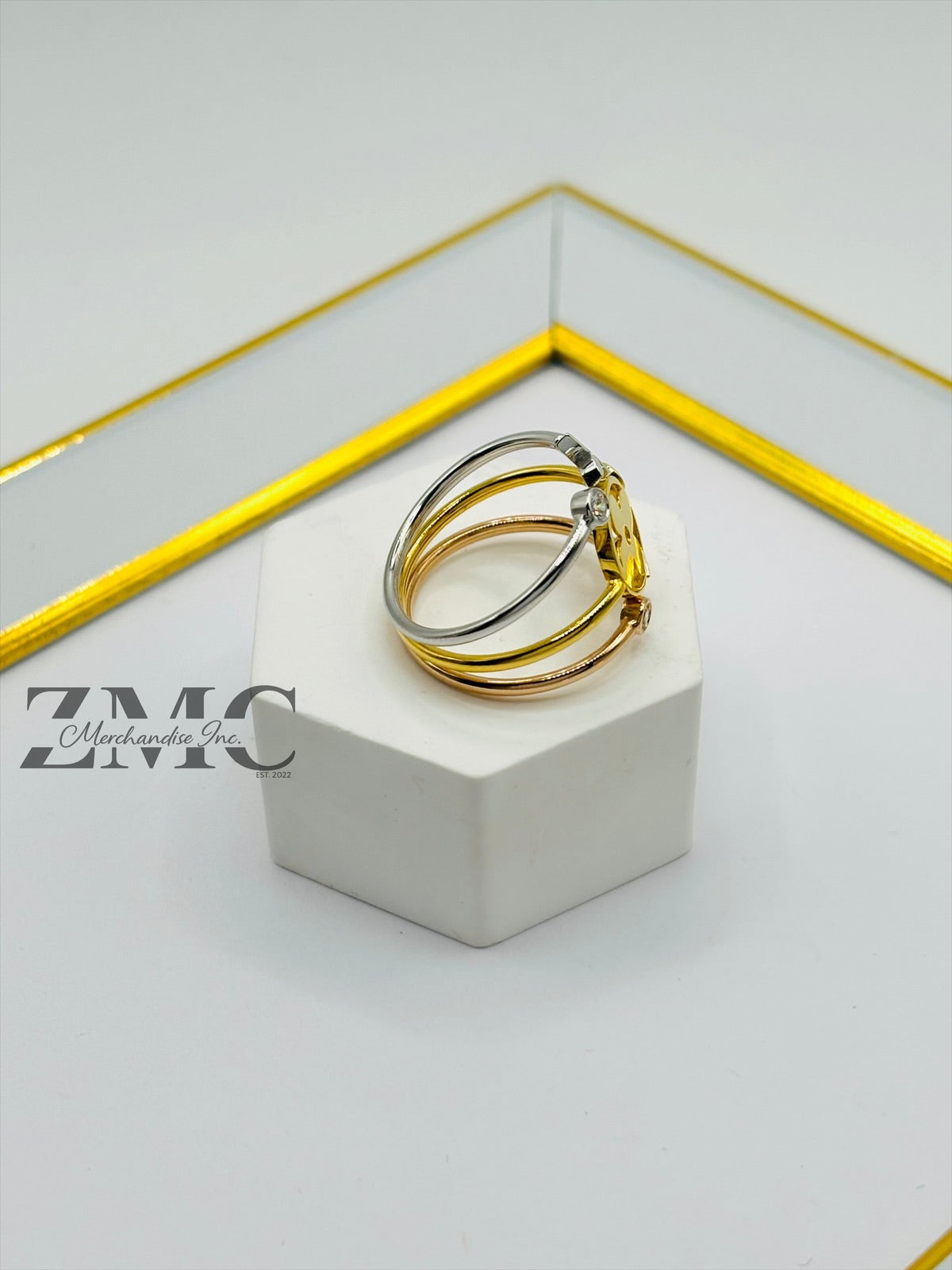 18K Gold Tri-Color Power Ring (Comfort Fit)