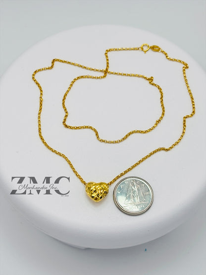 18K Gold Diamond Cut Small Ivana Heart Necklace