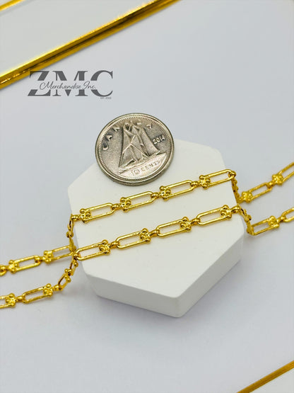 18K Gold Small Link Flat Hardware Chain