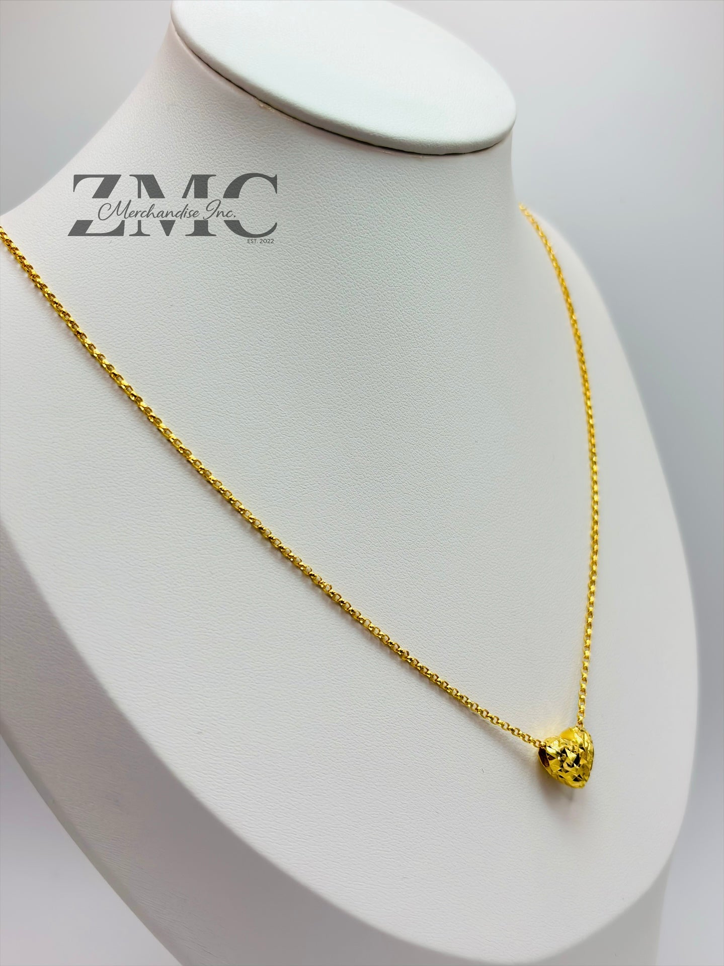 18K Gold Diamond Cut Small Ivana Heart Necklace