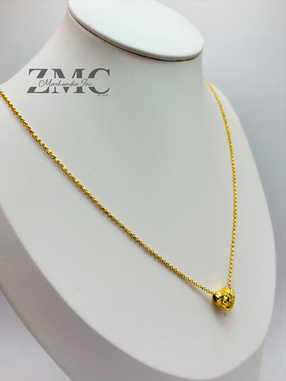18K Gold Diamond Cut Small Ivana Heart Necklace