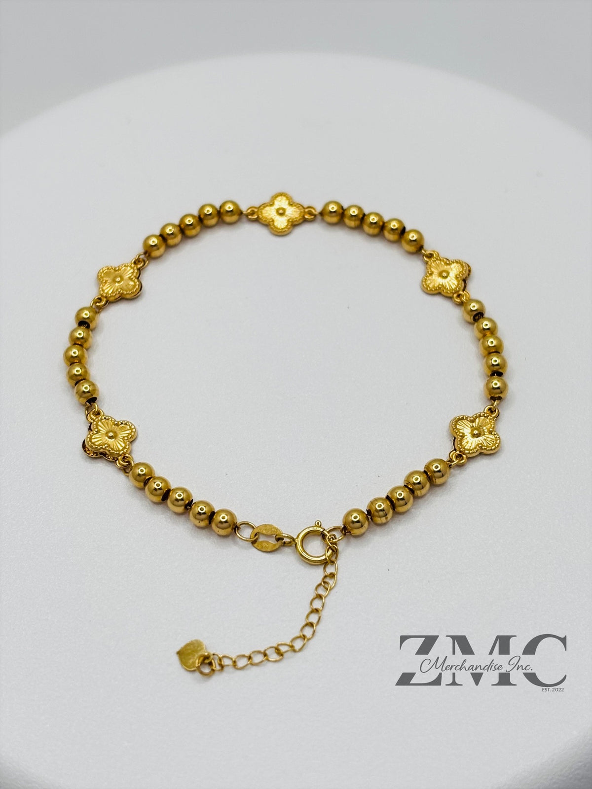 18K Gold Clover Ball Braclet