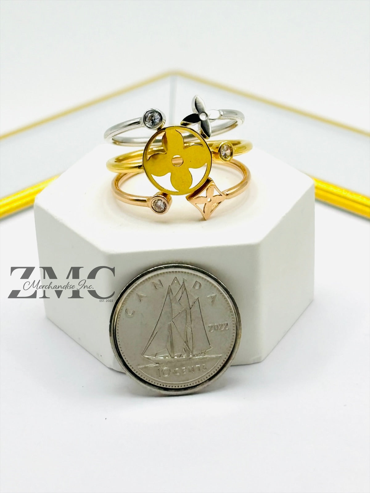 18K Gold Tri-Color Power Ring (Comfort Fit)