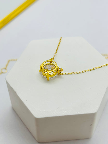 18K Gold with Moissanite Diamond Attached Necklace