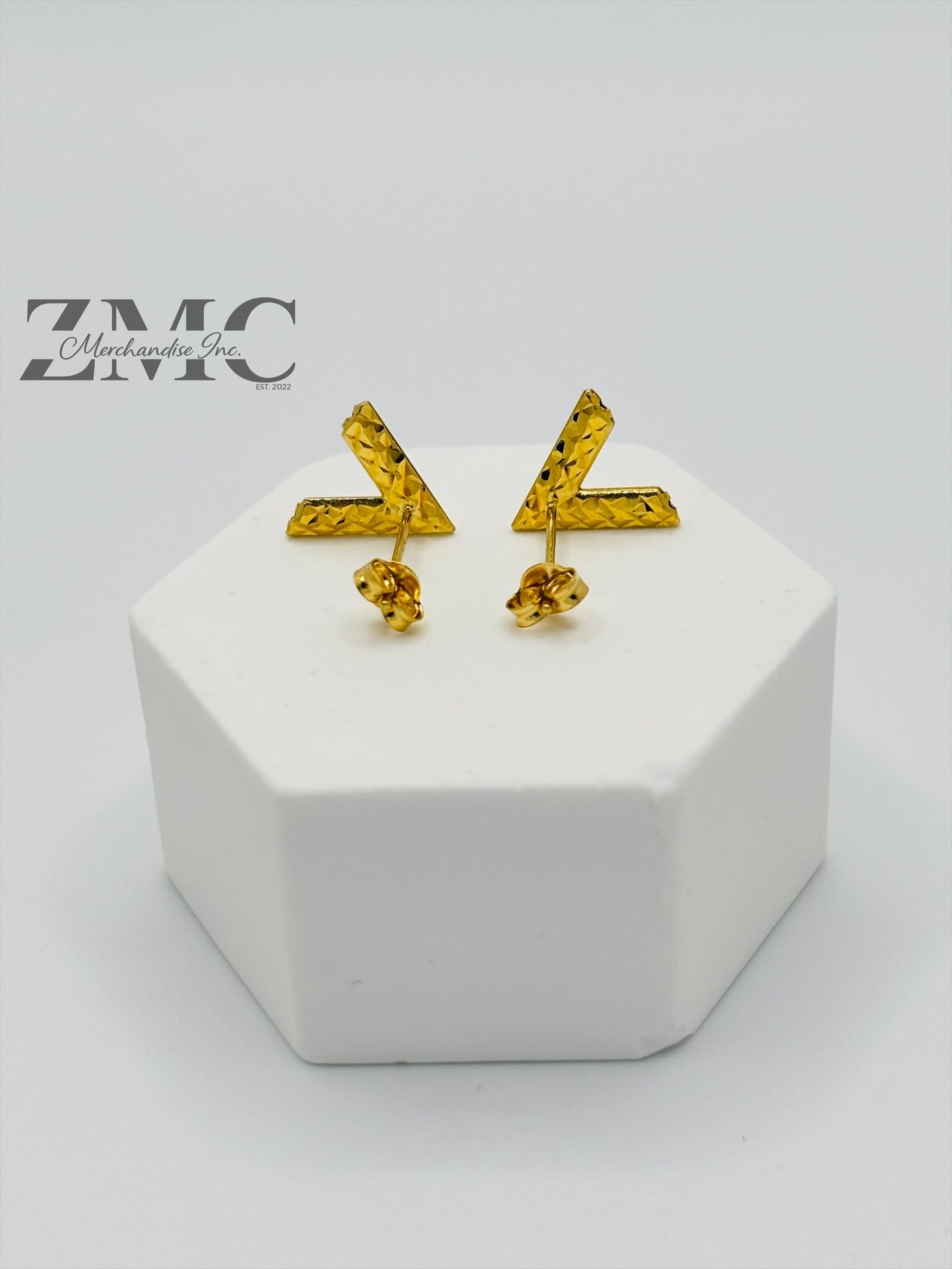 18K Gold V Earrings
