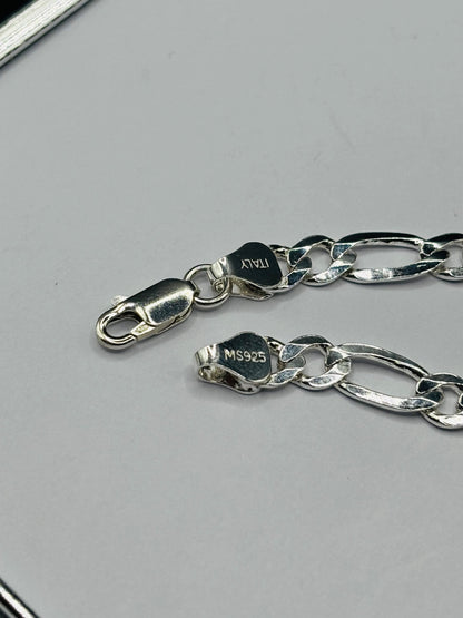 S925 Silver Name Figaro Bracelet