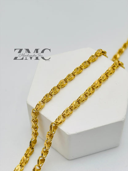 18K Gold Slim Damascus Cross Necklace