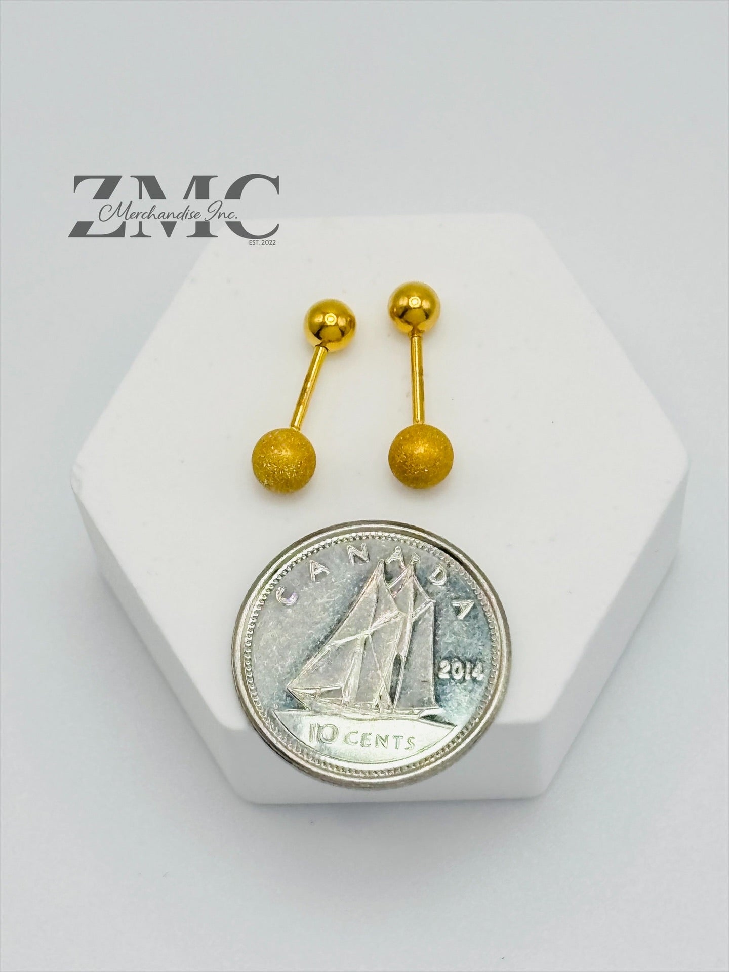 18K Gold Matte/Plain Ball Screw Earrings