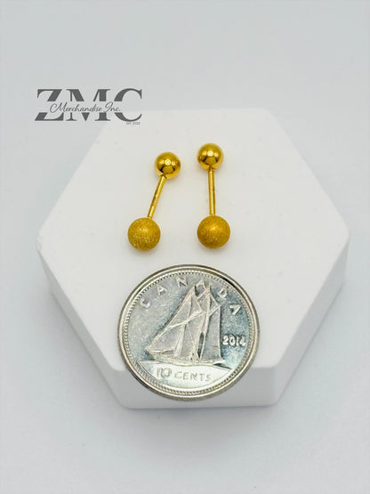 18K Gold Matte/Plain Ball Screw Earrings
