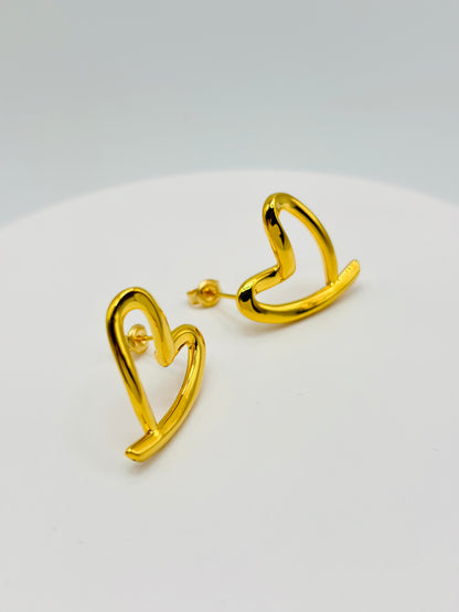 K18 Japan Gold Open Heart Earrings (Electroform)