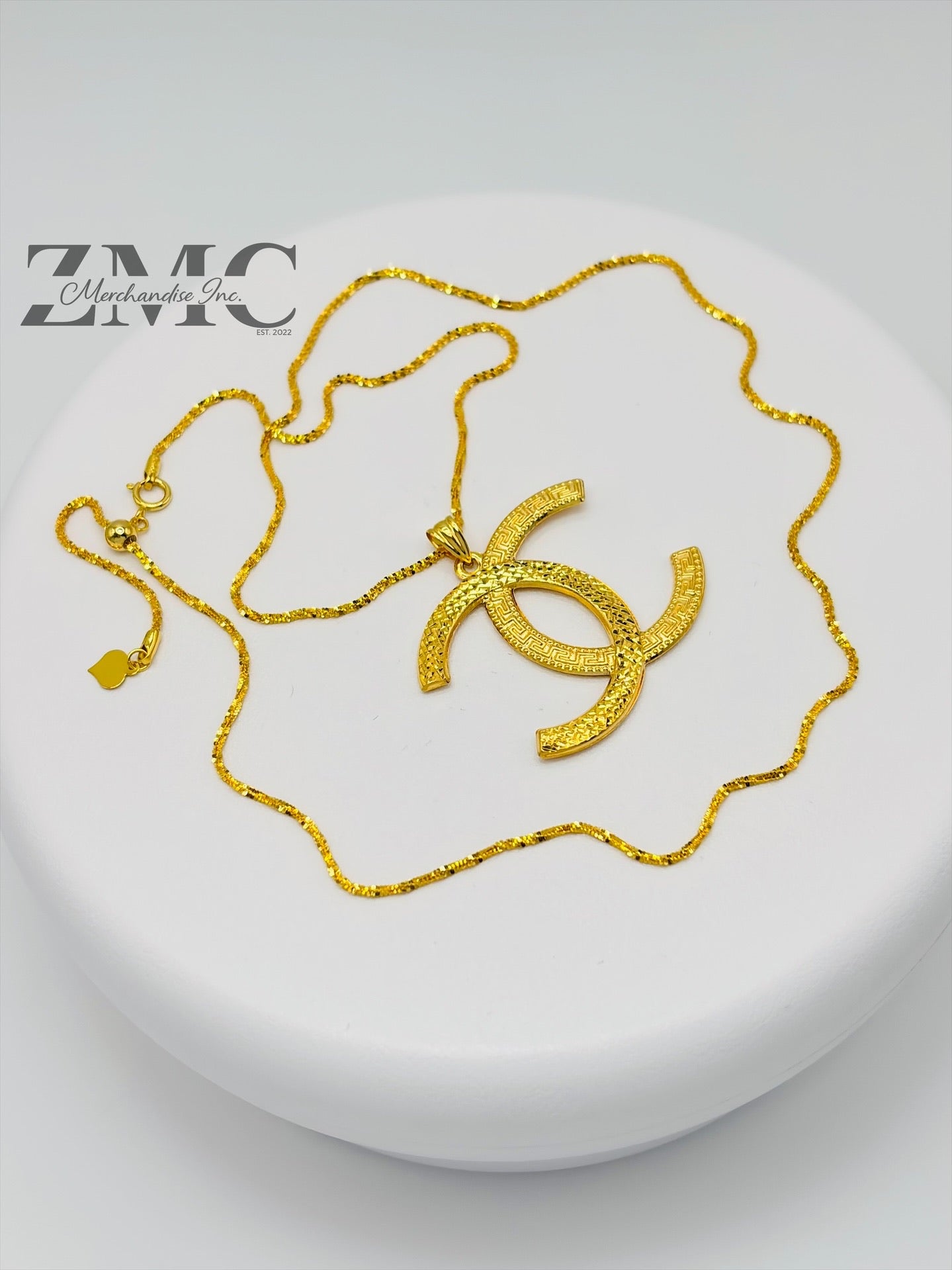 18K Gold C Necklace Slider