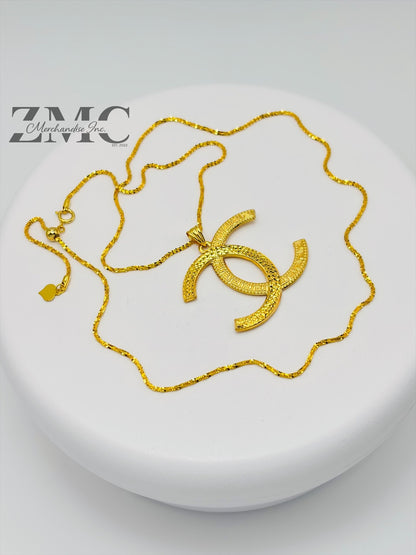 18K Gold C Necklace Slider
