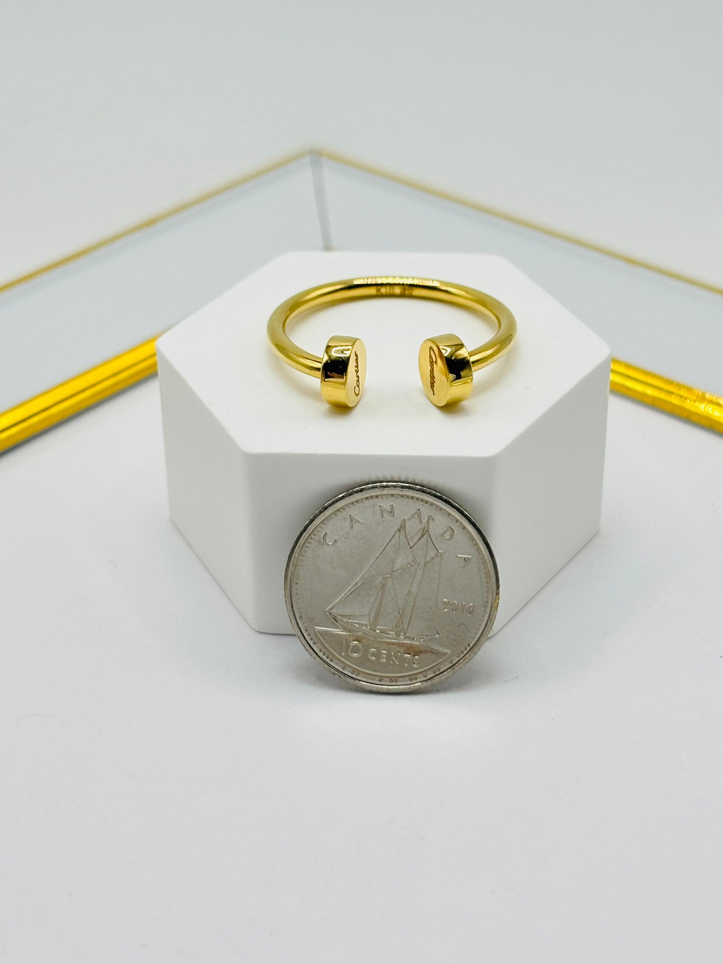 K18 Japan Gold Nail Open Ring