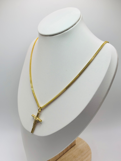 18K Gold Cross Foxtail Necklace