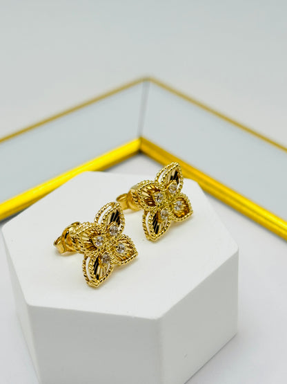 18K Gold Flower Earrings