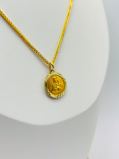 18K Gold Back to Back Religious Necklace