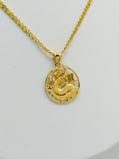 18k Gold Dragon Necklace