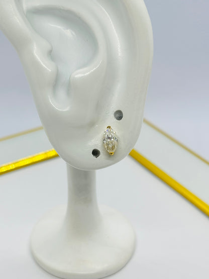 18K Gold Marquise Moissanite Diamond Earrings
